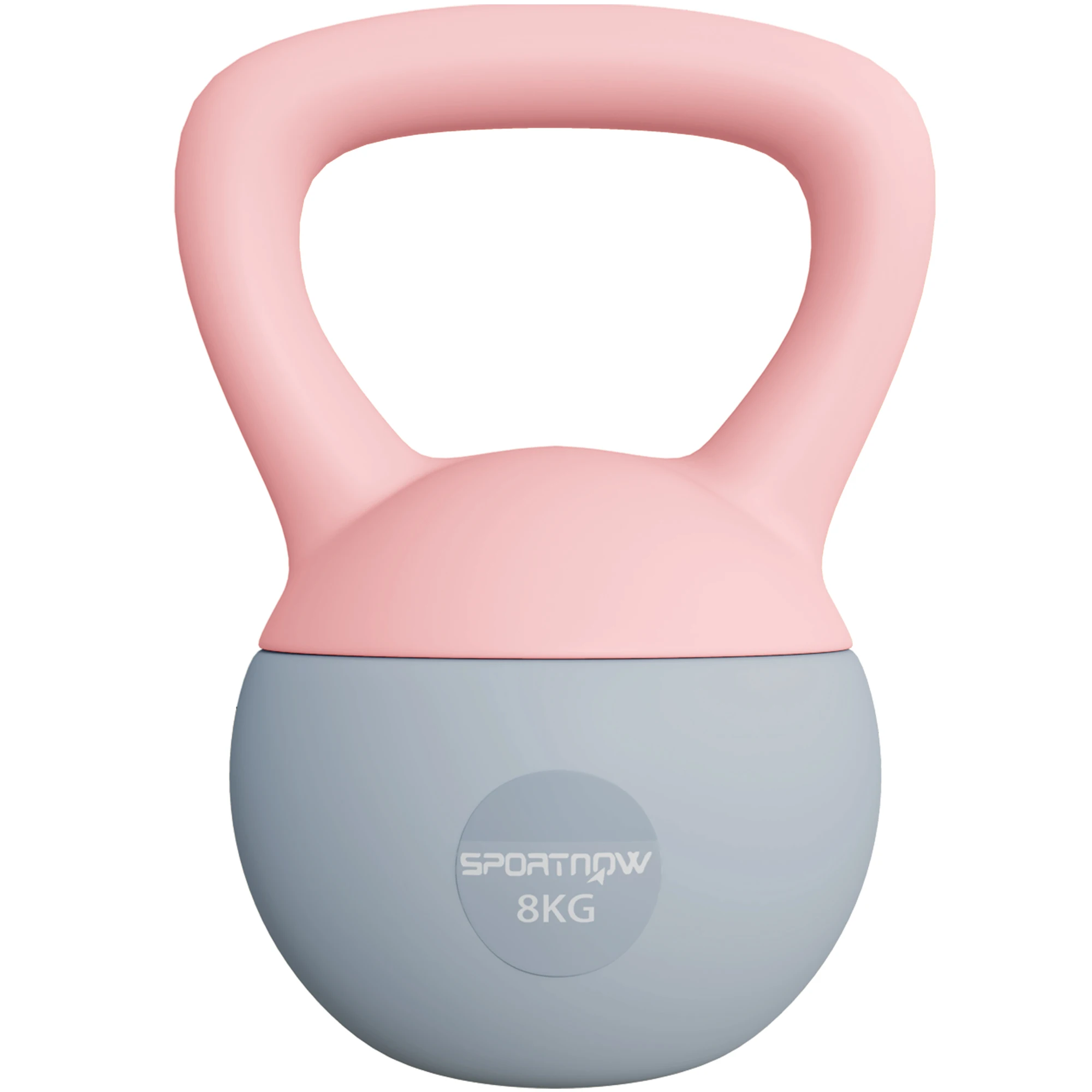 SPORTNOW Pesa Rusa, Soft Kettlebell Relleno de Arena Metálica y Mango Antideslizante, para Entrenamiento Culturismo en Casa, Gimnasio, Rosa Palo y Gris
