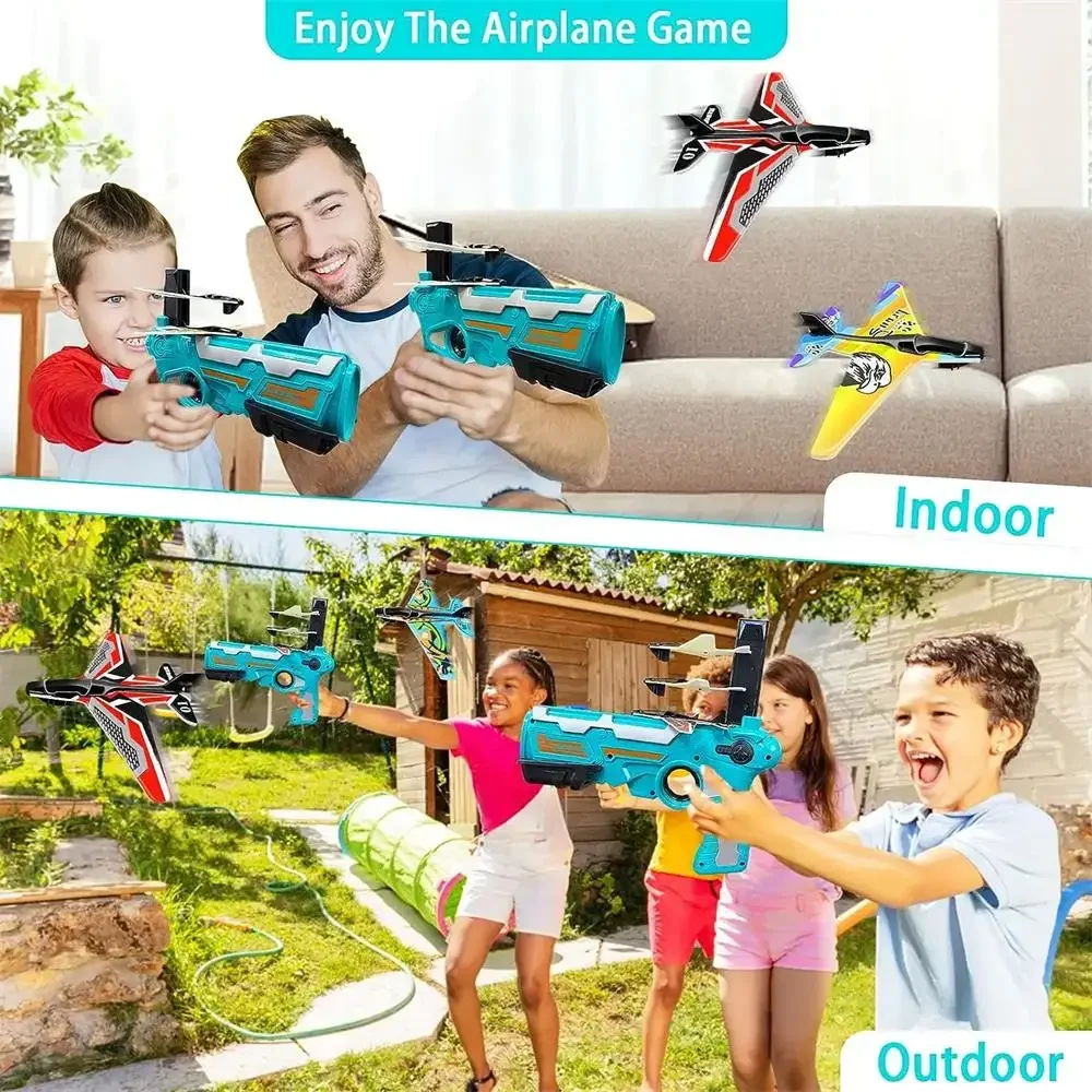 Lanzador de avión de aire para niños, catapulta de burbujas, juguete de avión de plástico, juego de disparos, juguete deportivo al aire libre, pistola de catapulta de avión - imagen 3
