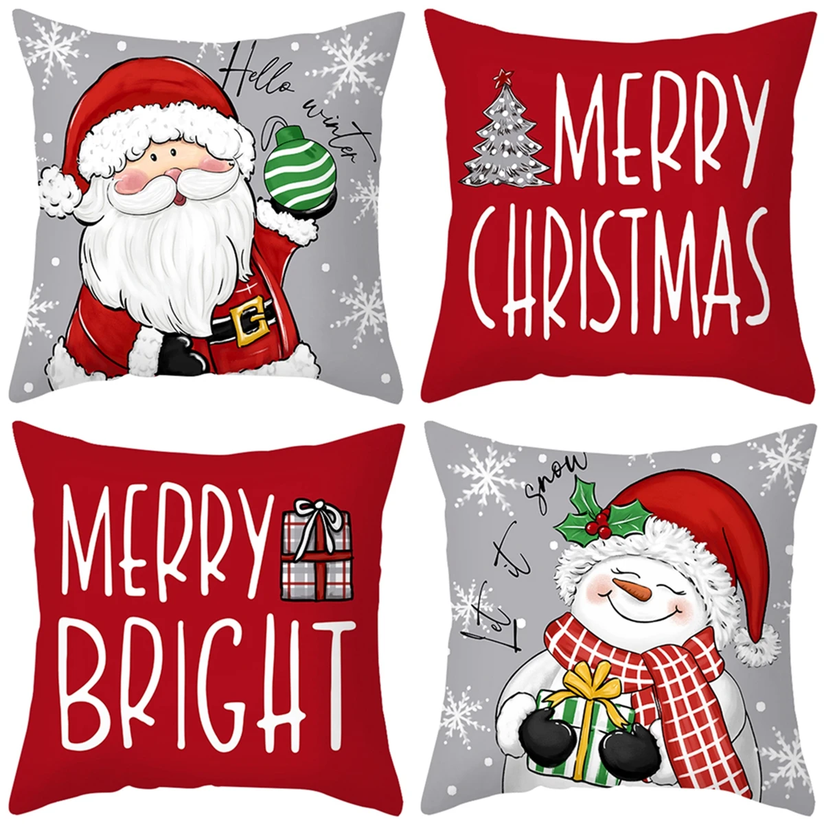 Funda de cojín navideña roja para niños – Decoración festiva - imagen 4