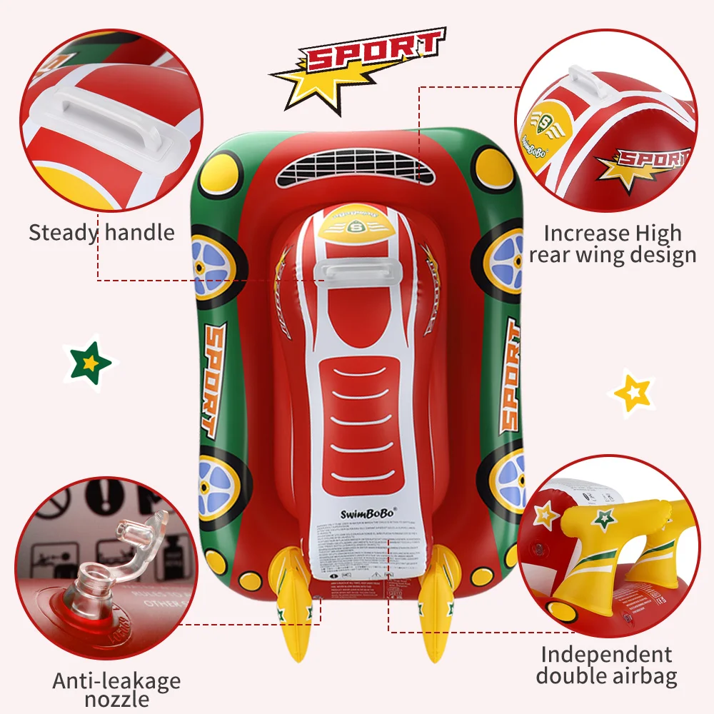 Swimbobo-asiento de natación inflable para niños, flotador de anillo de lancha motora, espesar, pvcpara verano, juguete de CircleWater para bebés - imagen 4