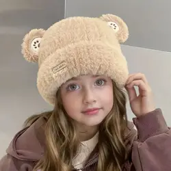 Gorro con protección para los oídos para niños y niñas de 6 a 11 años, gorro grueso y cálido con dibujos animados, bonito e informal, para invierno