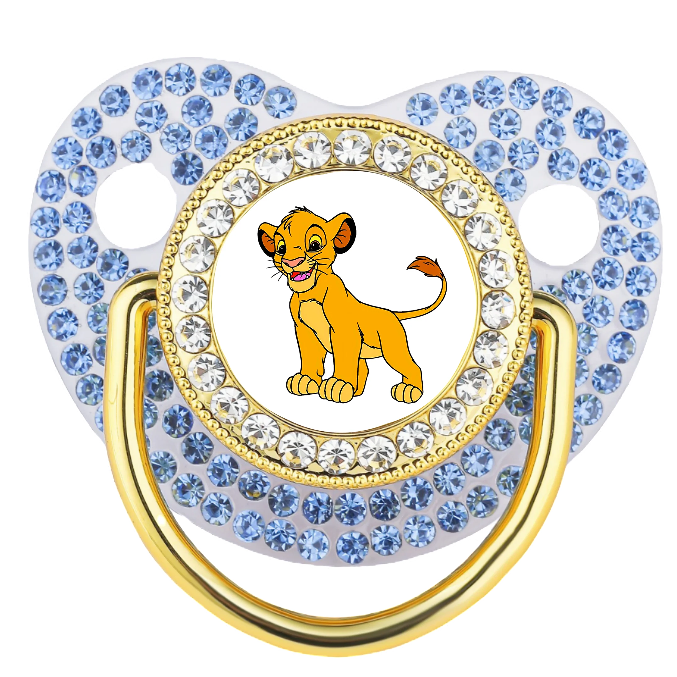 Chupete de bebé de dibujos animados 2025, chupete de bebé lujoso de cristal azul Kawaii, tetina de silicona, regalo para Baby Shower, boca de juego para bebé - imagen 2