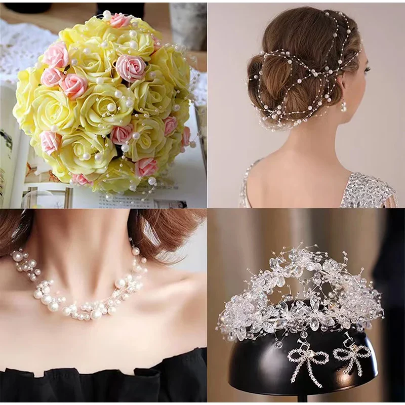 Mini cadena de cuentas de perlas de imitación, accesorios de joyería de 4/5/6mm, decoración DIY para Navidad, decoración del banquete de boda, ramo TMZ - imagen 2