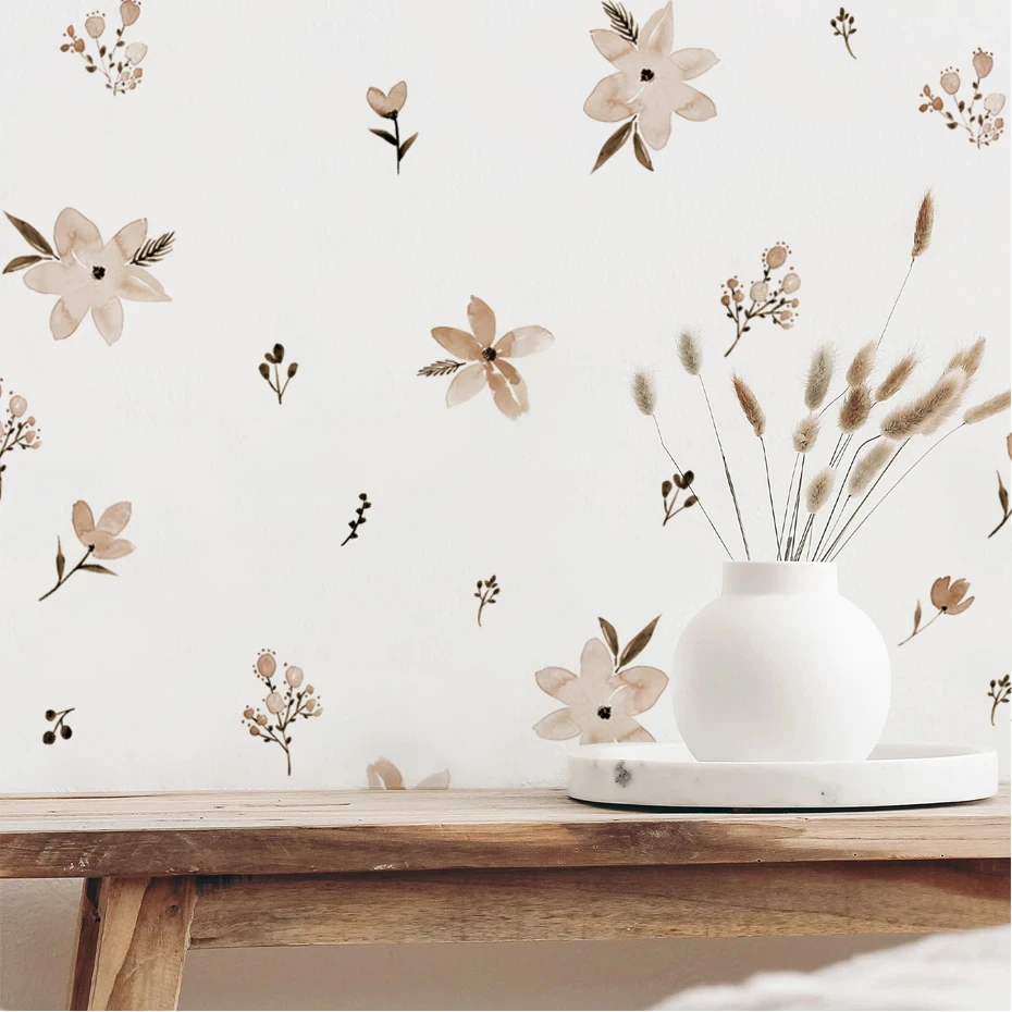 Pegatina de pared infantil floral extraíble de acuarela - imagen 2
