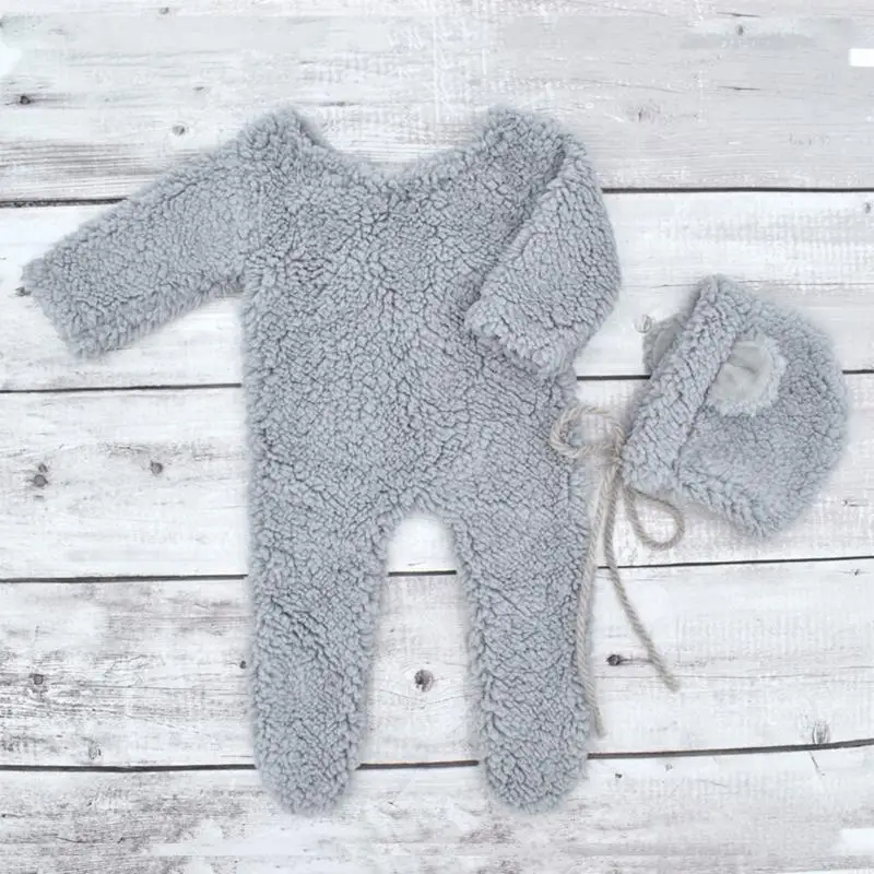 D7YD – accessoires photographie pour nourrissons, bonnet en polaire berbère, combinaison, vêtements pose pour studio pour - imagen 3