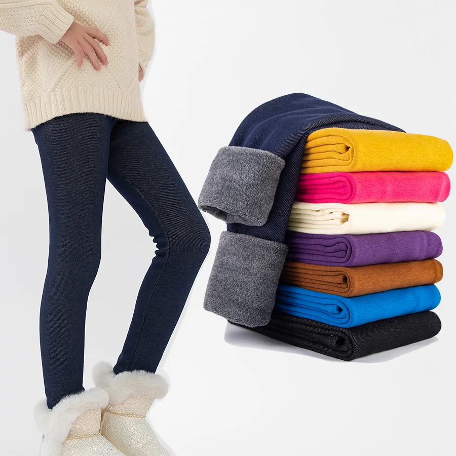 SheeCute Pantalones cálidos de invierno para niñas, mallas con forro polar para niños de 3 a 11 años SCW7101