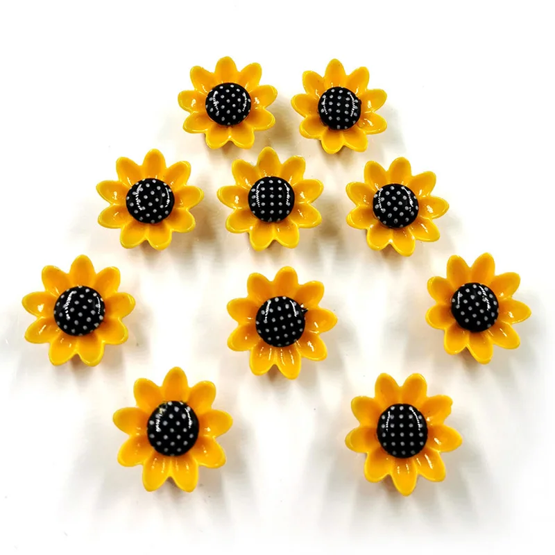 10 Uds. Imanes de girasol para nevera, imán de flor amarilla, pizarra blanca, mensaje para nevera, pegatina de poste, decoración de resina para el hogar y la cocina - imagen 5