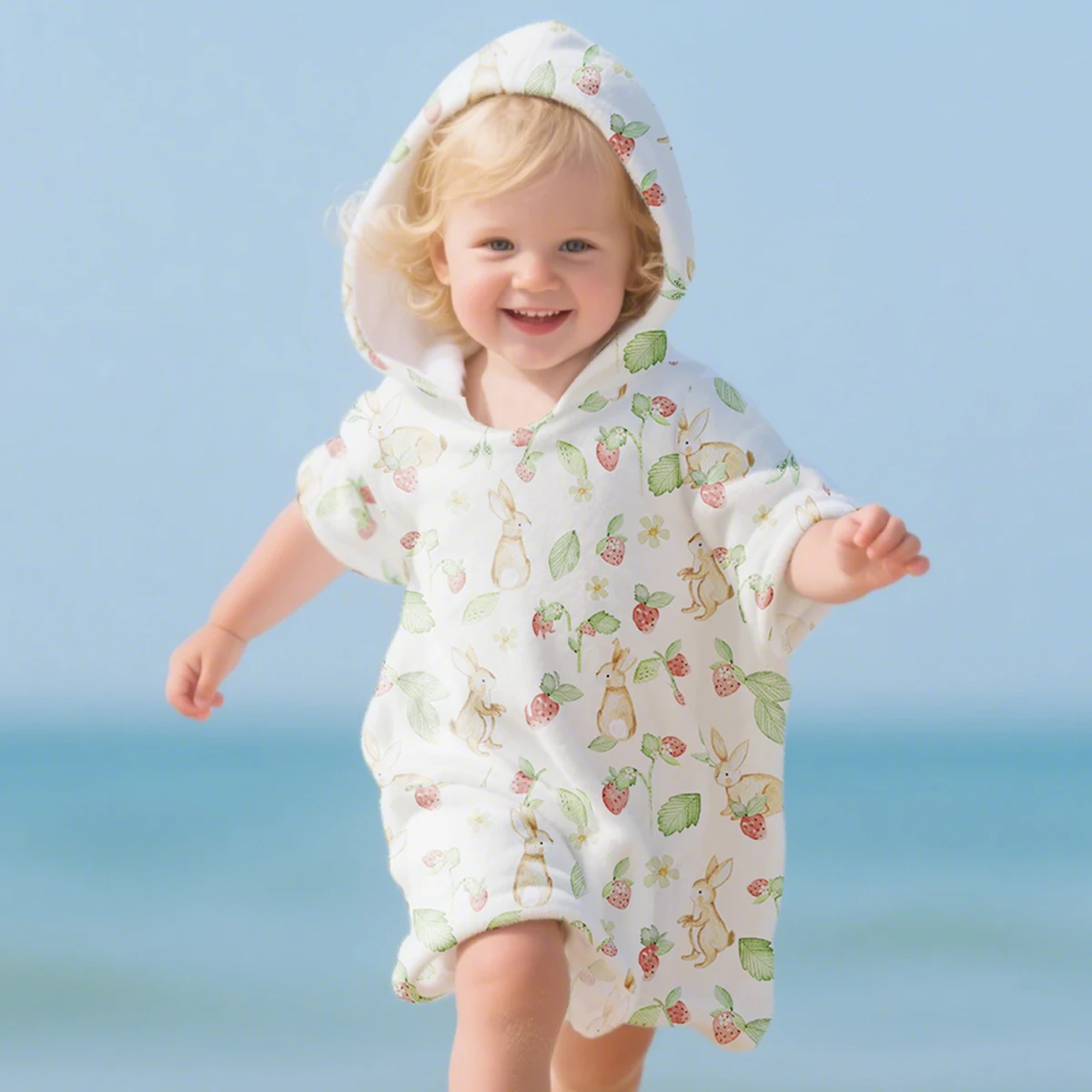 HappyFlute-Toallas de baño con capucha para niños, 61x61CM, toallitas de invierno gruesas de terciopelo Coral, estampado bonito, remolque de natación en la playa para niñas y niños - imagen 3