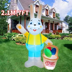 Conejo de Pascua inflable con luces LED para jardín y hogar
