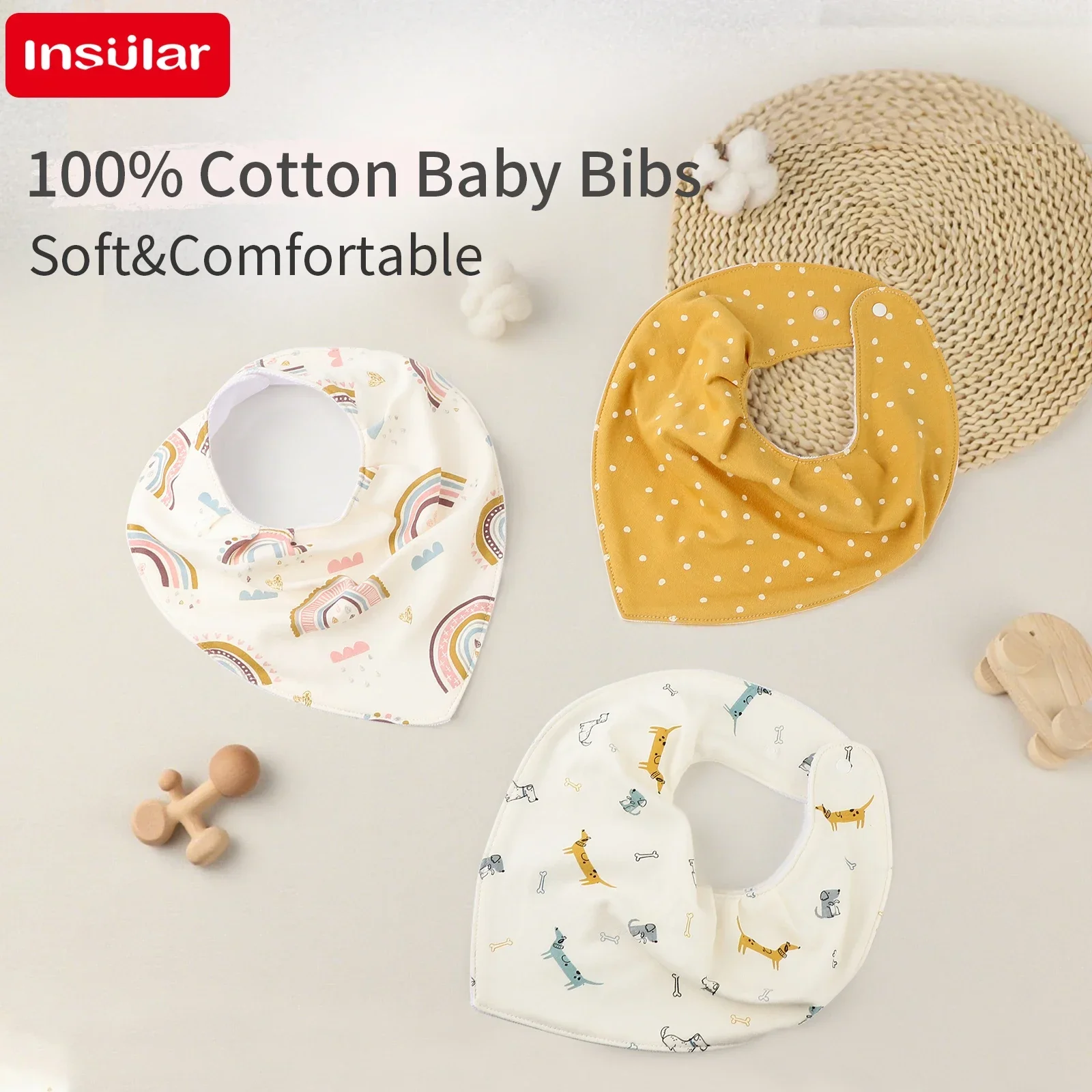 Babero para bebé, Baberos de muselina de algodón puro para bebé, toallas triangulares para Saliva, conjunto impermeable resistente a las manchas, gasa de cuatro capas transpirable - imagen 2