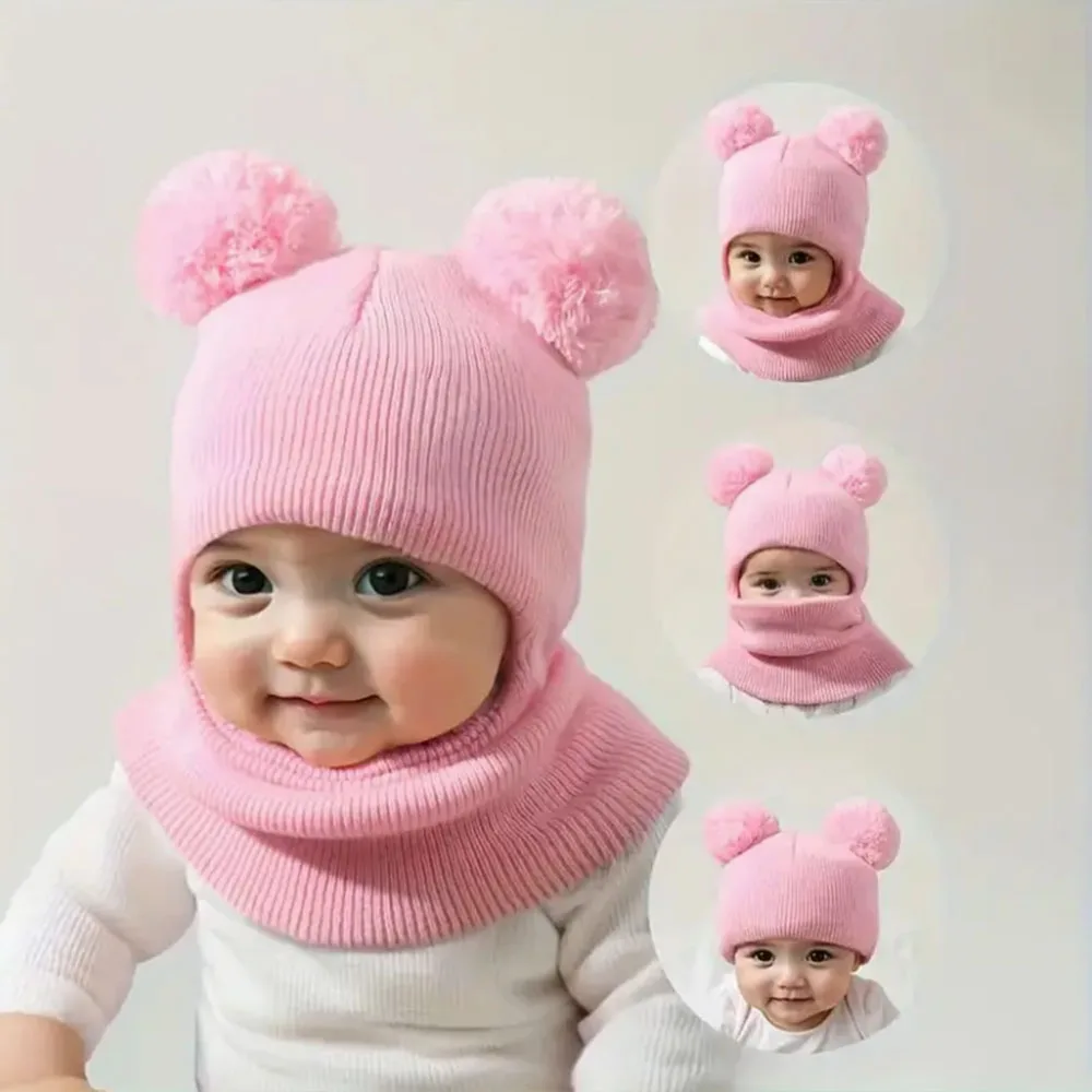 Gorro de invierno para bebé de 0 a 3 años con orejas de oso, gorro ligero y cálido a prueba de viento, tejido elástico suave para niños pequeños y bebés, fácil cuidado