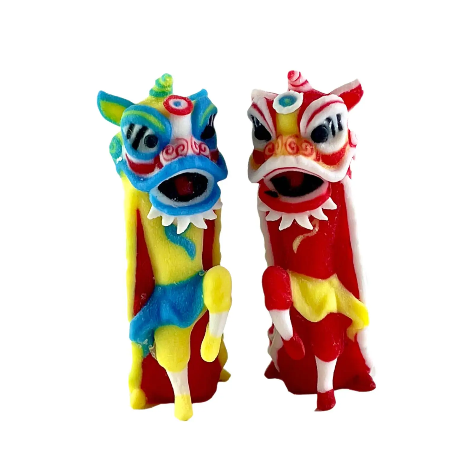 2Pcs 1/64 Scale Lion Dance Figure Tiny People Model for Scenery Landscape