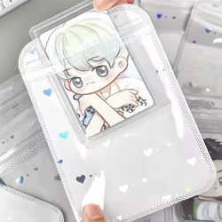 10 Uds. De tarjetas coreanas Ins brillantes con forma de corazón láser, bolsas Ziplock de PP, estrella Kpop, tarjeta fotográfica de 3 pulgadas, tarjeta de venta para niñas, bolsillo de embalaje DIY
