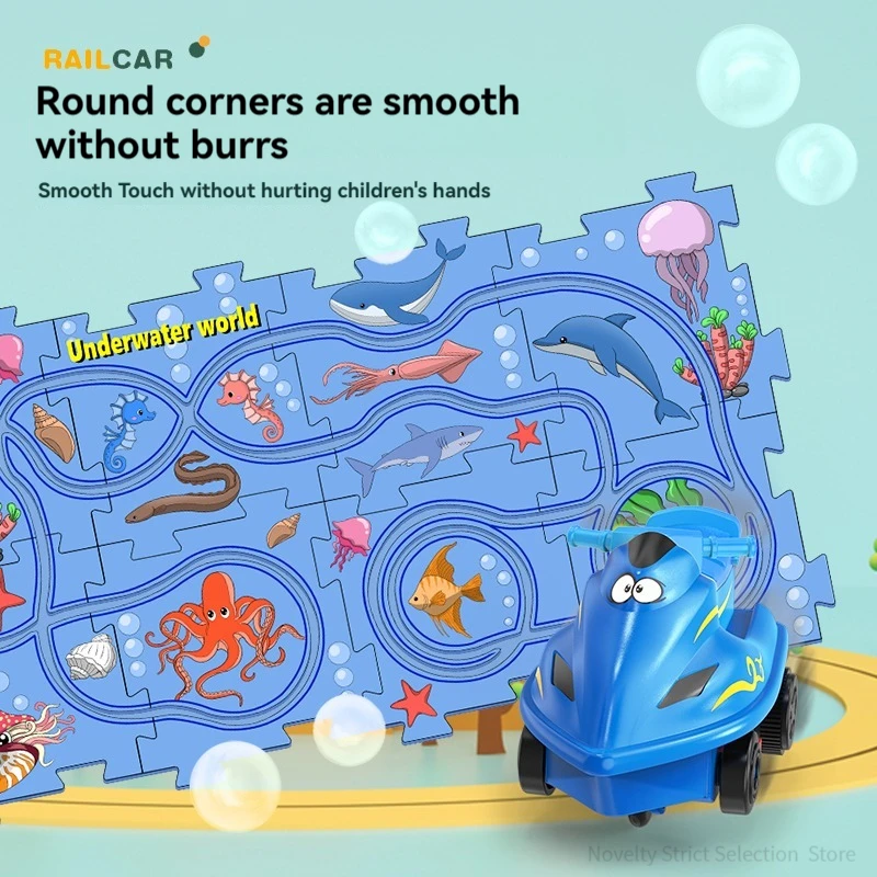 Puzzle educativo para niños: coche ferroviario DIY y pista flexible - imagen 5