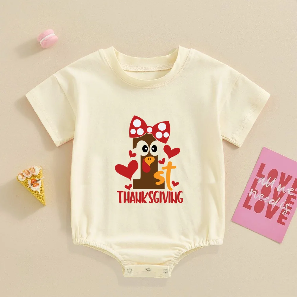 My First Thanksgiving Print Baby Bubbles Romper, traje infantil para fiesta de otoño, Mono Grande para recién nacido, ropa Retro para recién nacido - imagen 4