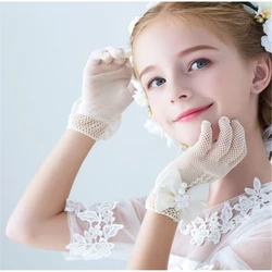 Guantes de princesa encaje perlas para niños y niñas – Fiesta boda