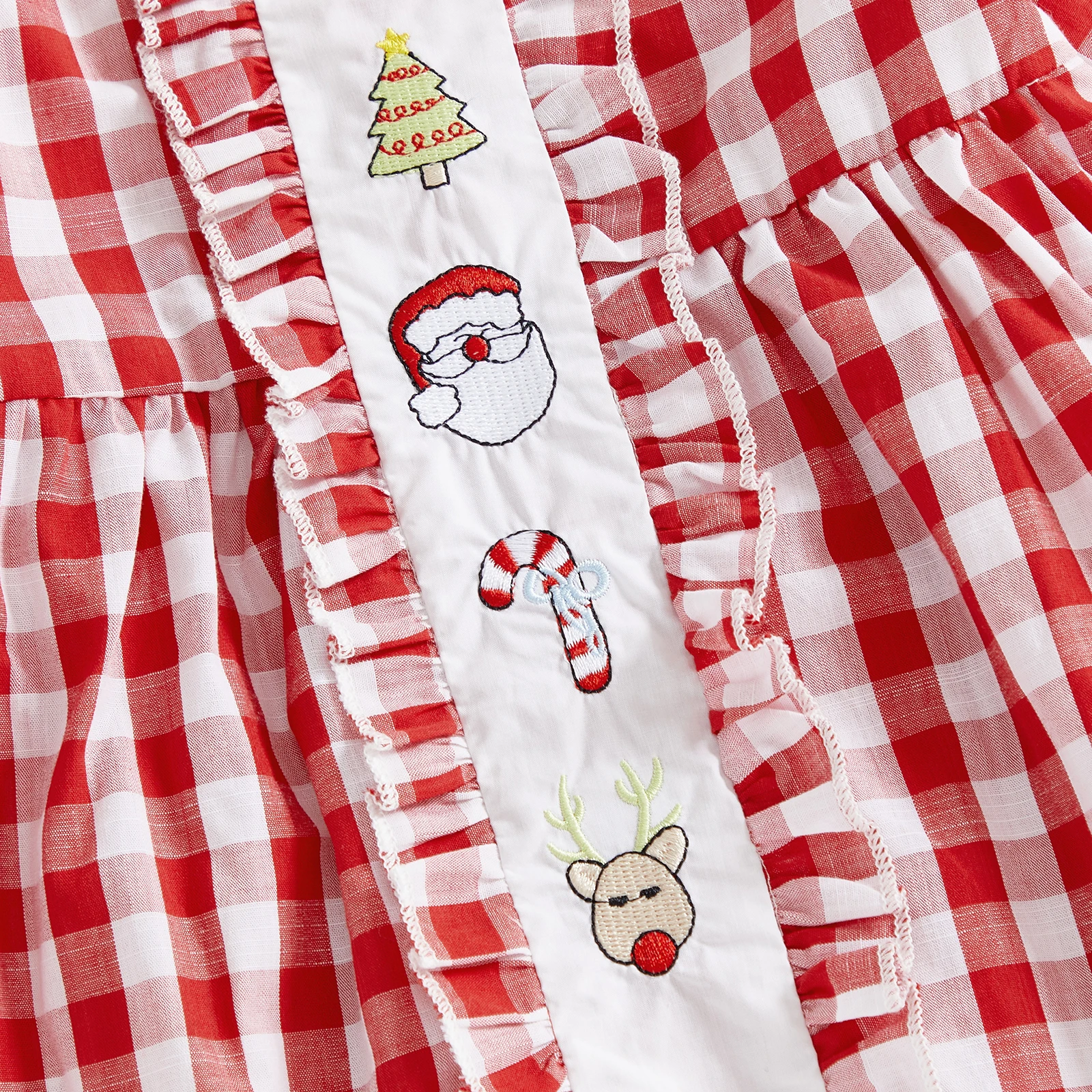 SUNSIOM Vestido de Navidad para niña pequeña de 1 a 4 años con farol, manga larga, volantes, cuello redondo, vestido bordado de Papá Noel - imagen 4