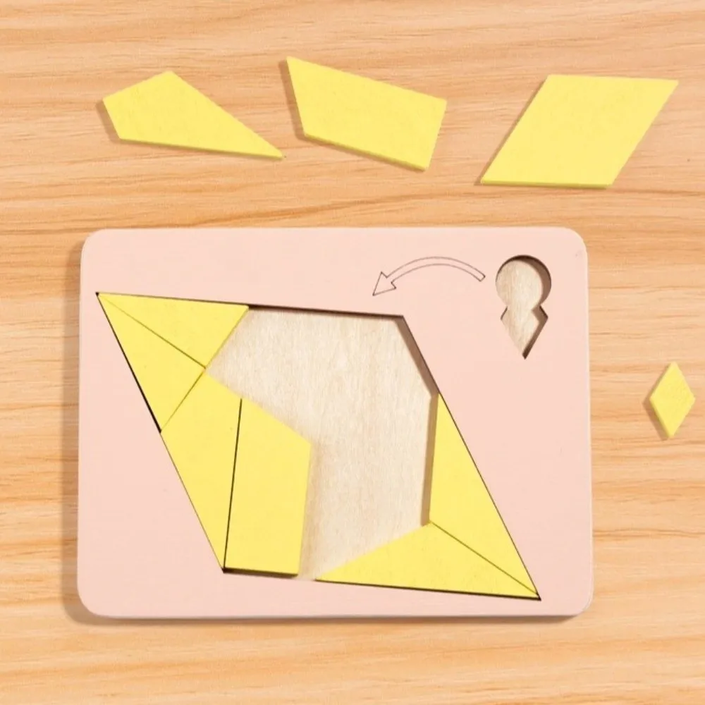 Rompecabezas triangular de forma Irregular, rompecabezas de madera de entrenamiento lógico colorido, rompecabezas geométrico tridimensional Montessori educativo