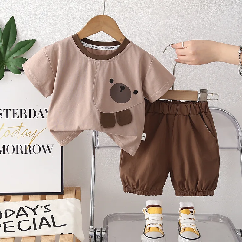 Nueva ropa de verano para bebés, camiseta de manga corta para niños, pantalones cortos, 2 unids/set, ropa para niñas, disfraz para niños pequeños, trajes para niños - imagen 2