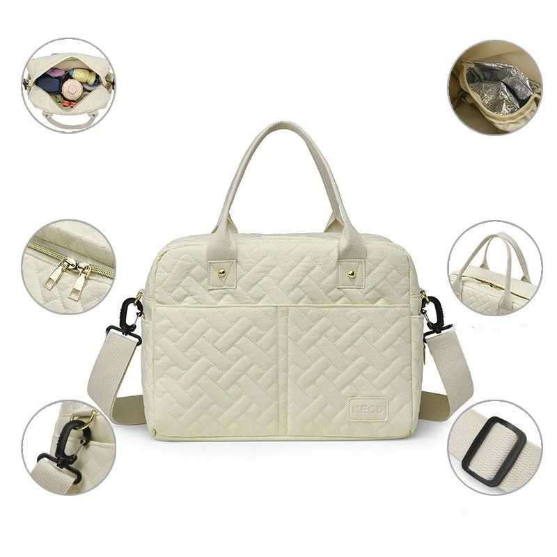 Bolso pañalero cruzado con bolsillos isotérmicos para cochecito - imagen 4