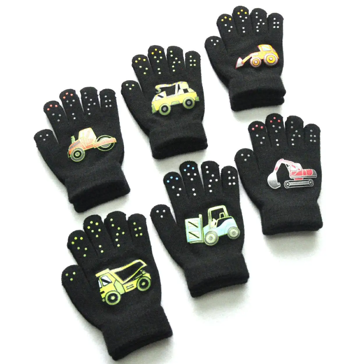 Guantes cálidos de felpa con dibujos de vehículos para niños y niñas de 5 a 11 años, manoplas tejidas para invierno, guantes para ciclismo y esquí al aire libre, novedad - imagen 2