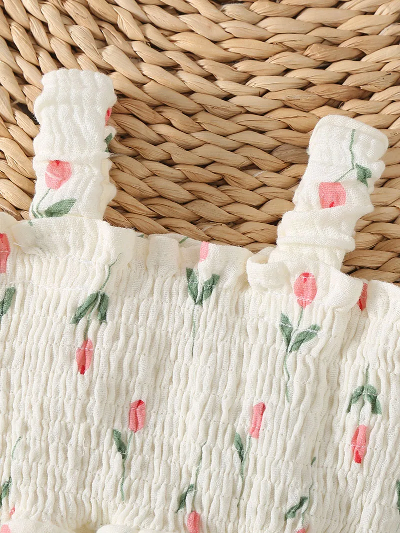 2 uds recién llegado ropa Floral de verano para bebé mameluco sin mangas recién nacido niña falda mono traje con sombrero - imagen 4