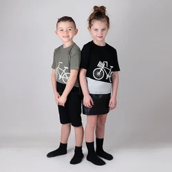 Camiseta bicicleta niños verano cuello redondo costilla horizontal