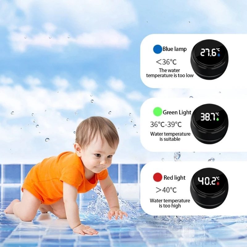 Termógrafo de baño para bebé con pantalla LED, medidor de temperatura del agua impermeable recargable para bebé, recordatorio diario de temperatura del baño - imagen 2