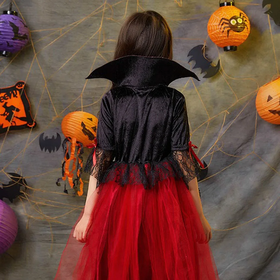 Disfraz de vampiro para niño con falda tul rojo y negro - imagen 2