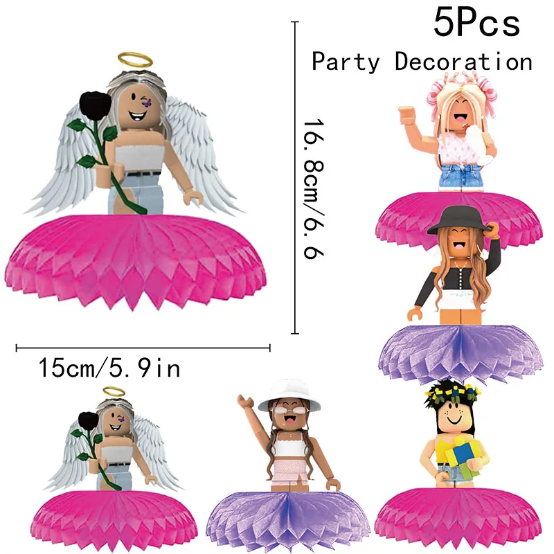 Roblox-Juego de dibujos animados de panal de abeja para niña, suministros de decoración de fiesta de escritorio, regalos para niños, juguetes para Baby Shower - imagen 3