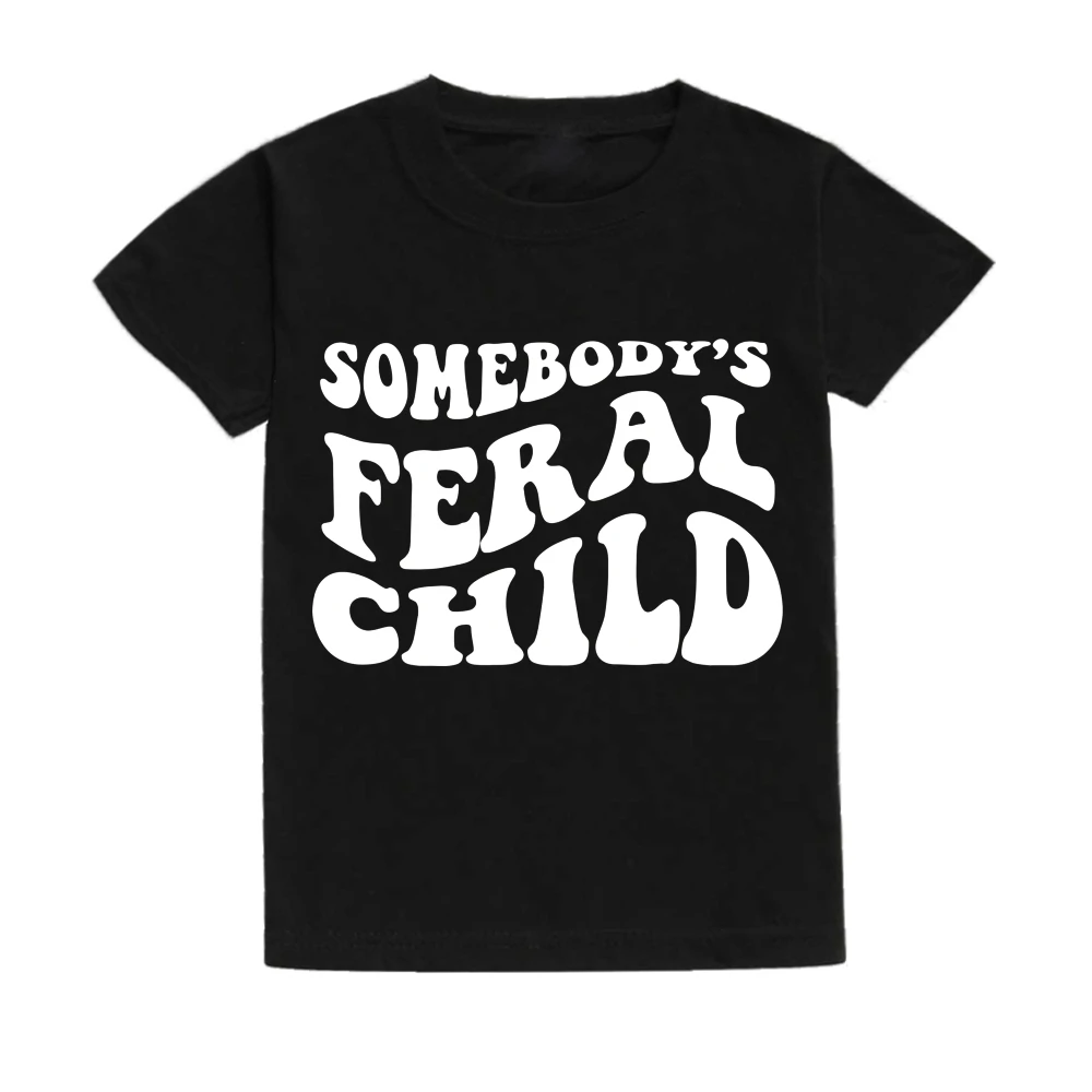 Somebody's Feral Camiseta infantil manga corta – Estampado divertido