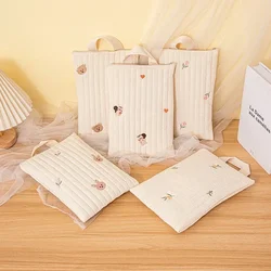 Bolsa de pañales para bebé con bordado de oso bonito, bolsa portátil para pañales, bolsa de algodón para mamá, bolsa de almacenamiento para cochecito, organizador para bebé