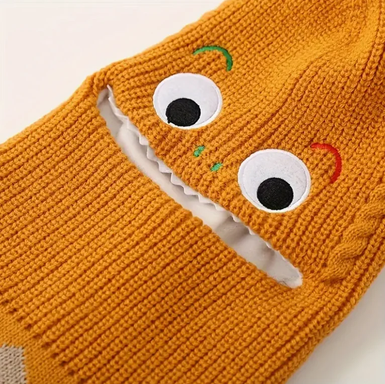 Gorro de invierno de dinosaurio de punto con forro polar para niños, gorro cálido elástico para niños y niñas de 1 a 6 años, ligero y suave calidez para Acción de Gracias - imagen 4