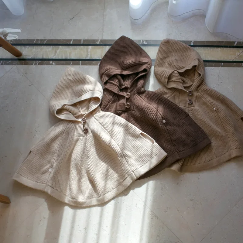 MILANCEL 2024 otoño nueva capa para niños abrigo 2-6Y suéter con capucha para niños y niñas prendas de vestir simples de Color sólido Kintwear - imagen 5