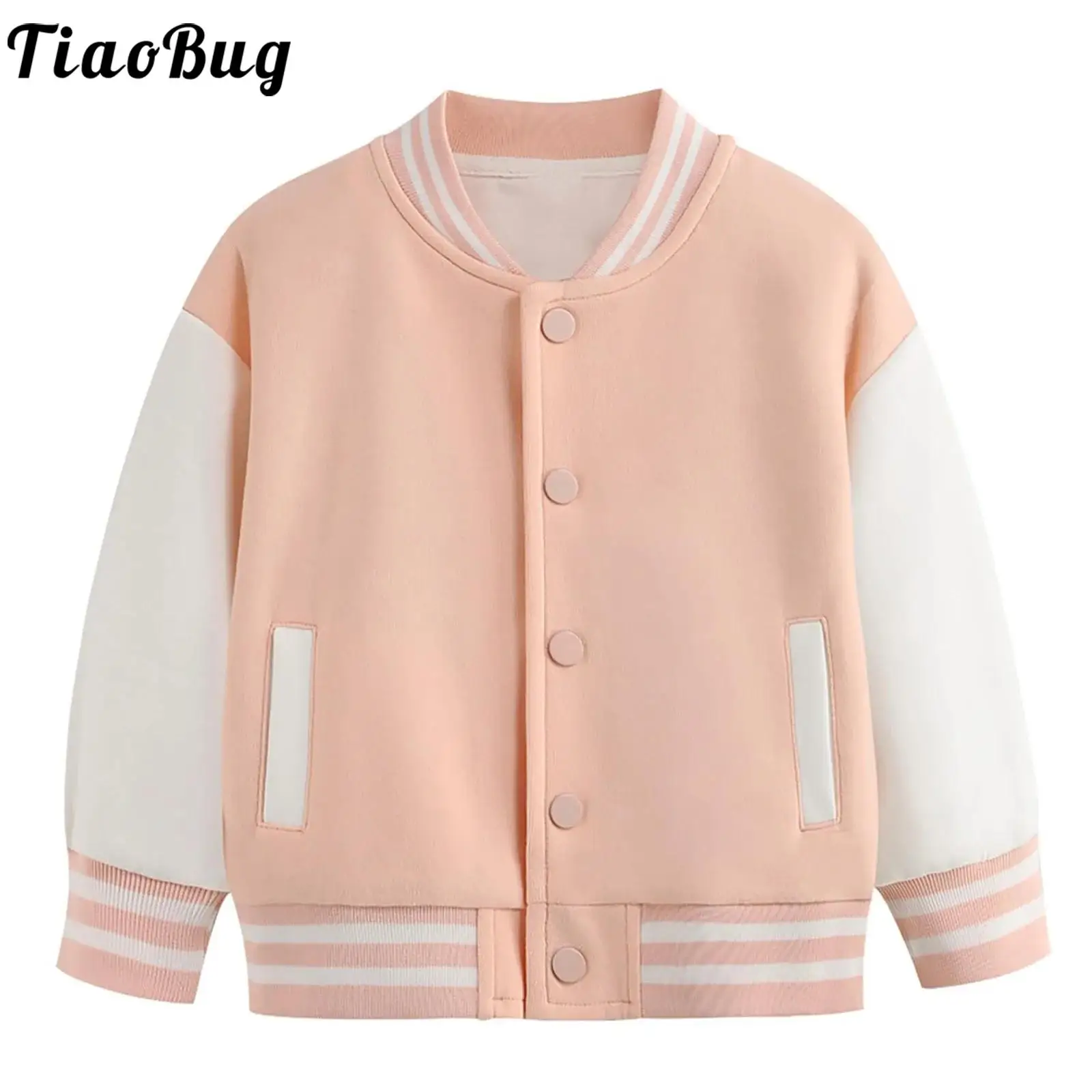 Chaqueta de béisbol para bebé – Manga larga con botones de presión y bolsillos