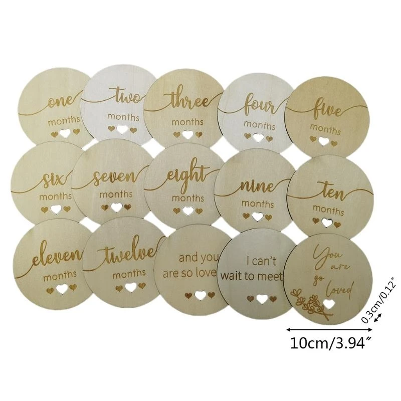 M76C 15 Uds. Tarjetas registro crecimiento mensual para recién nacidos tarjetas conmemorativas nacimiento madera - imagen 5