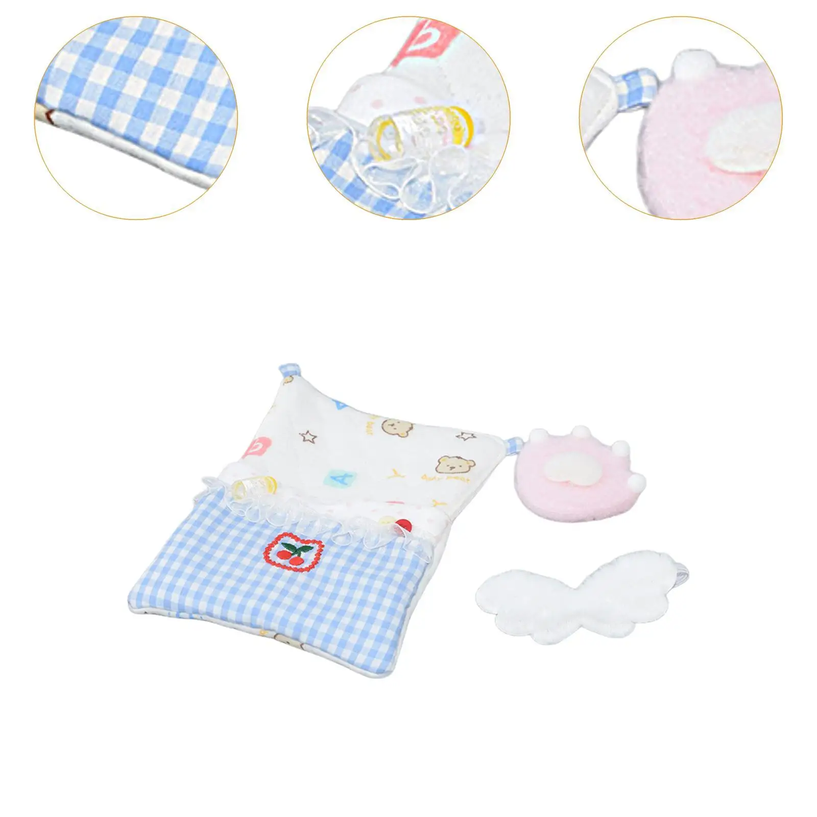 3 Pieces Doll Bedding Accessories Set,Doll Bed Accessories Quilt Pillow and Eye Mask Decorative Cute Comfort Pretend Play 3 Pieces Doll Bedding Accessories Set,Doll Bed Accessories Quilt Pillow and Eye Mask Decorative Cute Comfort Pretend Play