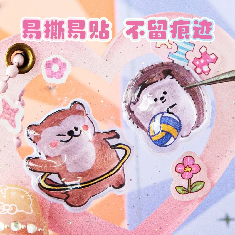 Kapibara-pegatina en relieve 3d, pegatina decorativa divertida para estudiantes, pegatina de cristal transparente impermeable, pegatinas DIY - imagen 4