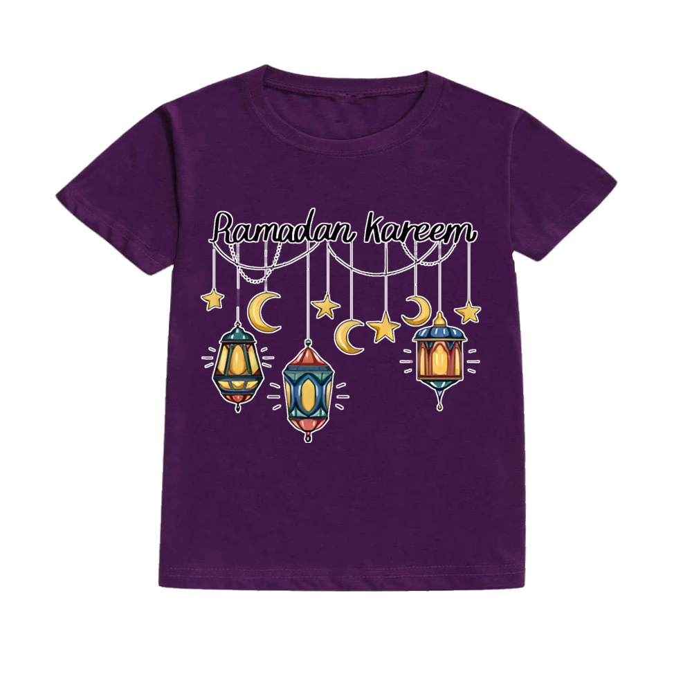 Camisa con estampado de Ramadán Kareem para niños, traje de Eid Ramadán para niños, camiseta islámica musulmana de vacaciones, camiseta de manga corta para niños y niñas - imagen 5