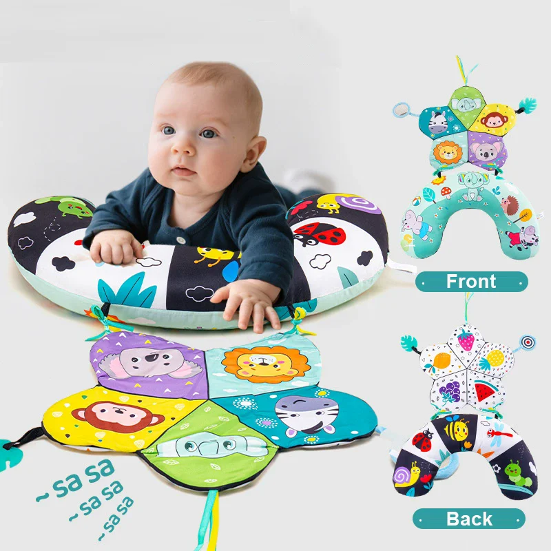 Cojín tiempo boca abajo para bebé – Estimulación sensorial con dibujos - imagen 2