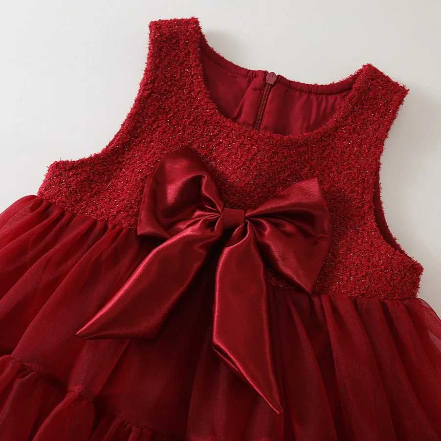 Vestido de tul sin mangas con lazo para niñas - Princesa de fiesta - imagen 2