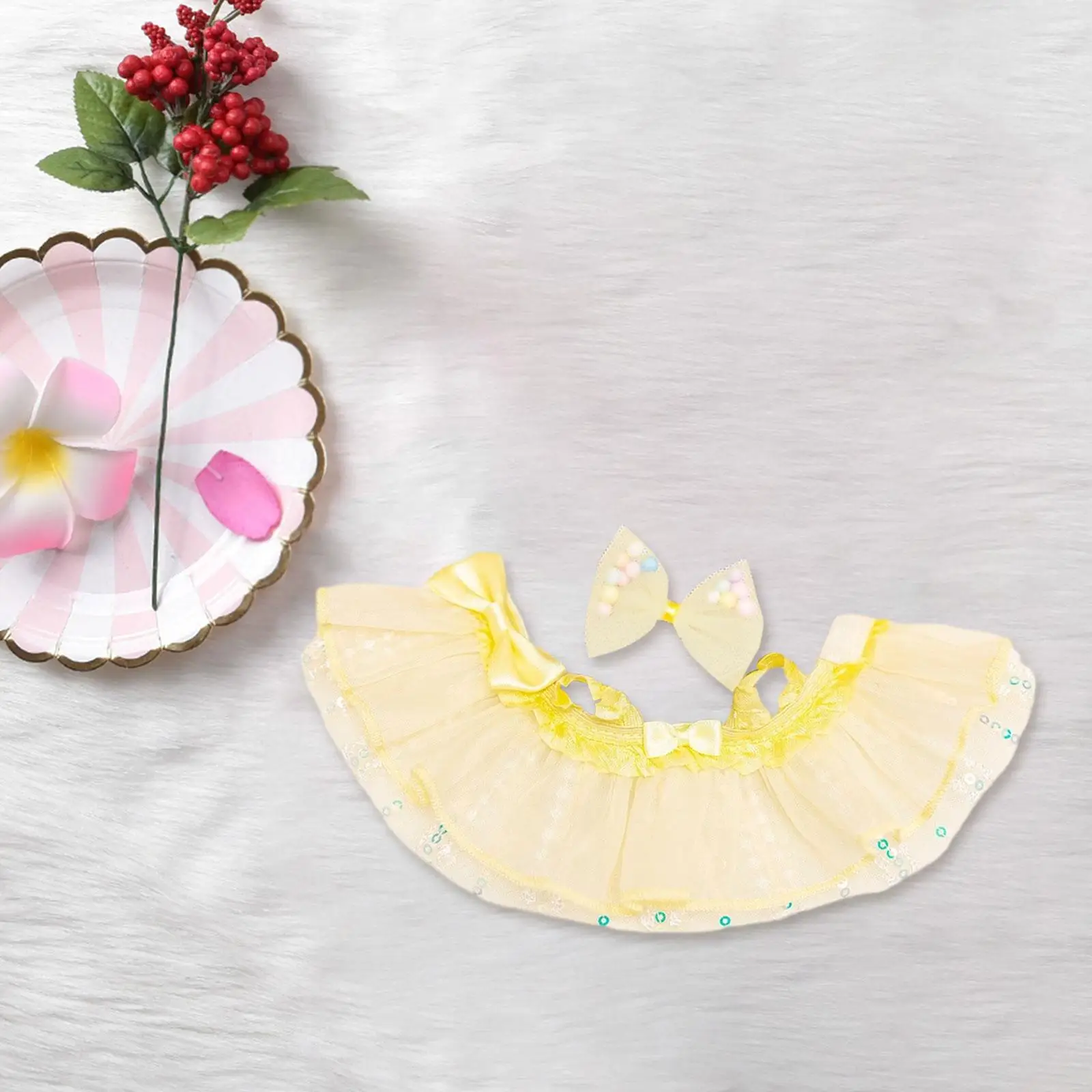 Mini 6 inch Doll Clothes,Doll Skirt Set,Hair Accessories Gift with Bow Headdress,Girl Doll Clothes for Cloth Dolls Girls Kids