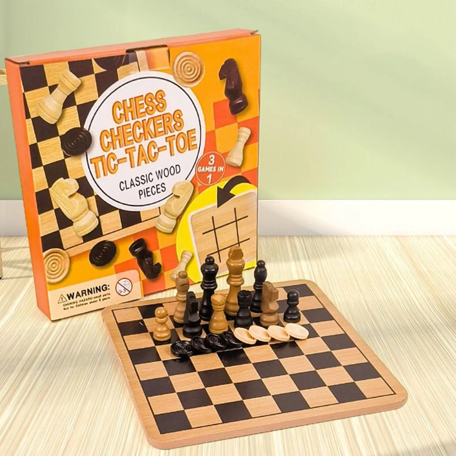 Juego de ajedrez de madera, juego interactivo de tablero de doble cara para principiantes, niños, adultos, viajes familiares, hogar al aire libre - imagen 5