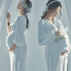 Nuevos vestidos de maternidad, accesorios de fotografía de maternidad, vestido de talla grande, vestido largo elegante de algodón para sesión de fotos de embarazo