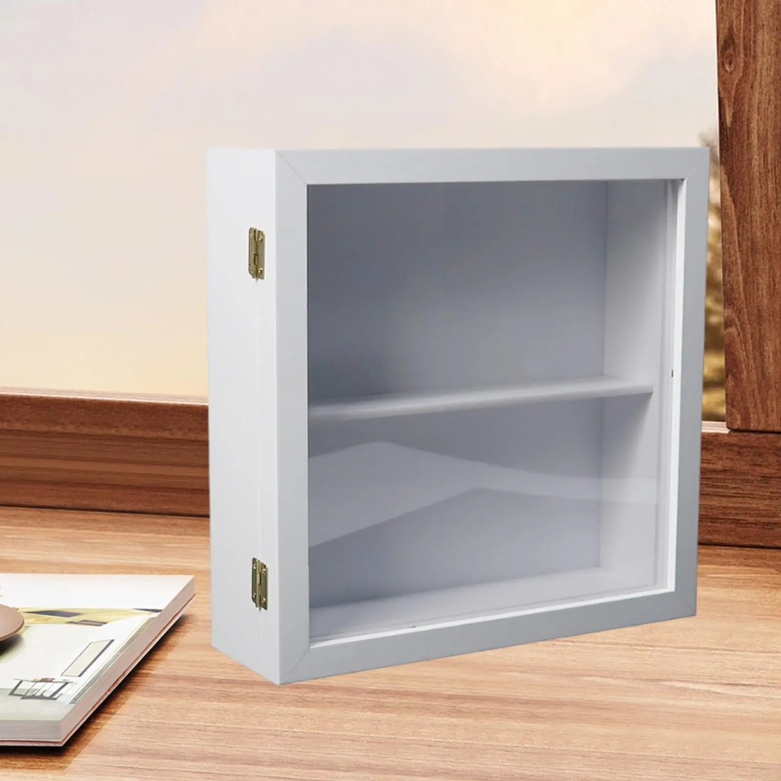 Display Cabinet Wall Mounted Storage Box with Door Flip Design Countertop Cabinet DIY Figures Organizer for Collection