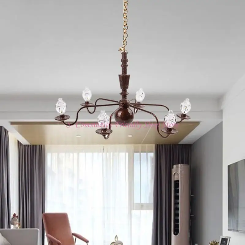 85AE Scaled Model LED Ceiling Lamp Kid’s Realistic Dollhouse Furniture Chandelier Lamp Preschool Pretend for Play Sand Table - imagen 4