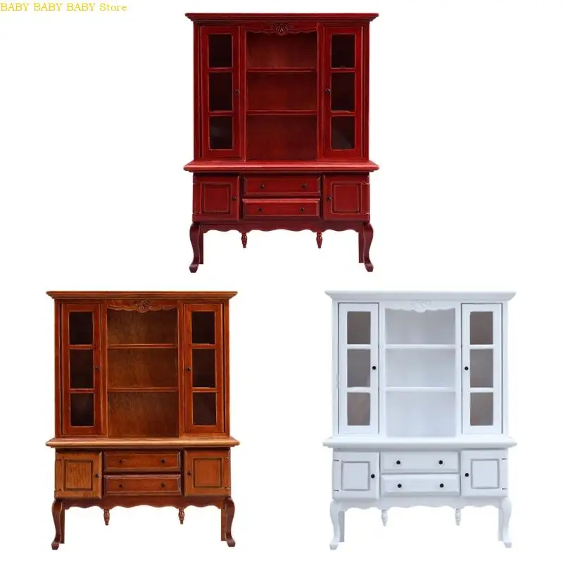 Q81A modelo gabinete madera en miniatura para casas muñecas, accesorios DIY, proyecto artesanal, dormitorio, sala