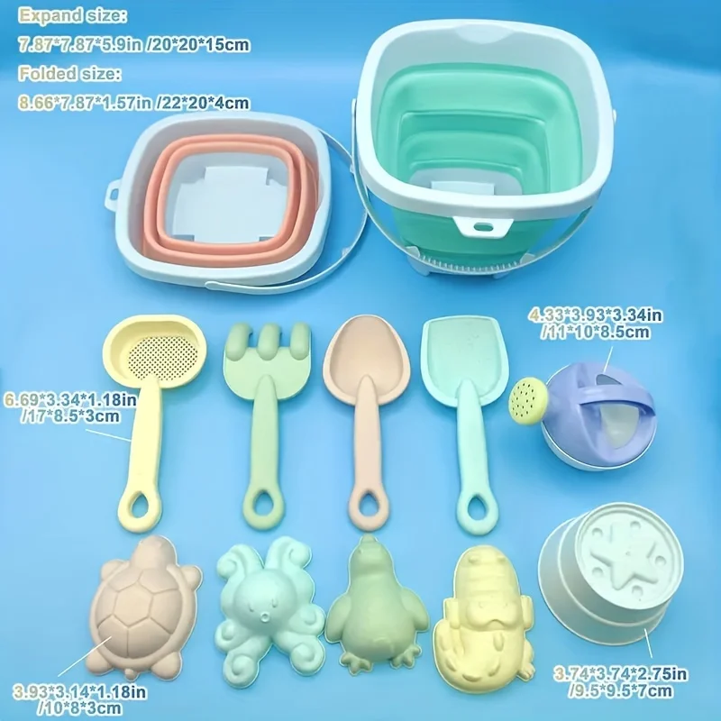 Set de playa para niños – Cubo plegable, pala y moldes - imagen 5