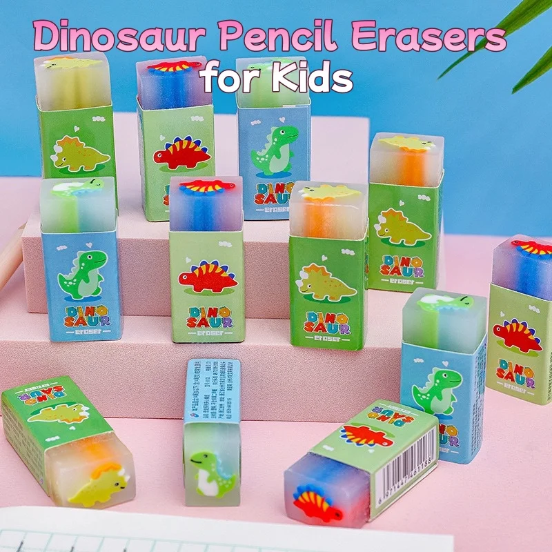 Borrador de dinosaurio sándwich de Color caramelo de dibujos animados, borrador sin rastro para estudiantes, borrador de lápiz especial para dibujar, papelería - imagen 2