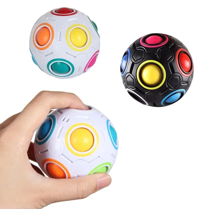Juguete para aliviar el estrés en la yema del dedo, Bola de rompecabezas de arcoíris, cubo mágico de fútbol, Bola de velocidad para niños y adultos, regalos de alta calidad